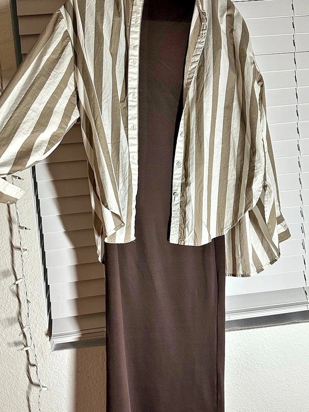new Striped Maxi Dress in Brown & White Like